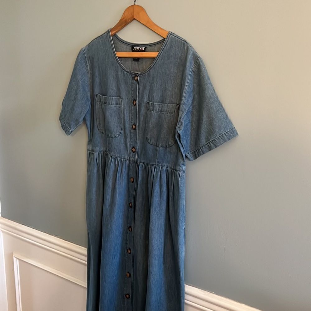 Women’s size 8 Vintage shirt sleeved Denim Dress 100% cotton prairie core - Picture 5 of 14